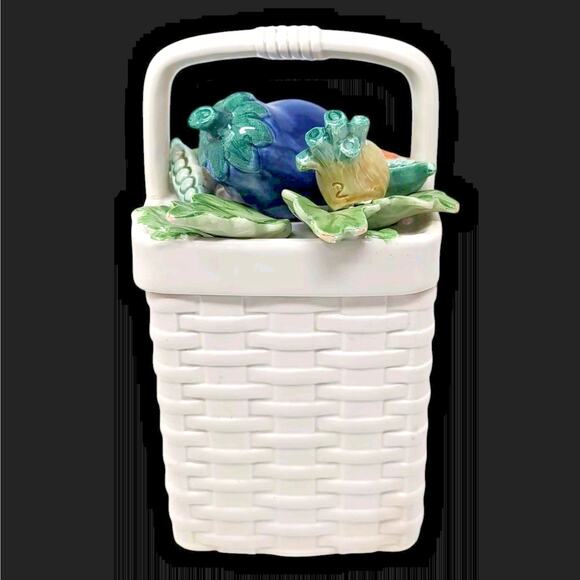 VTG Fitz & Floyd Canister Kitchen Harvest Basket Weave Colorful Vegetables READ - Picture 6 of 16